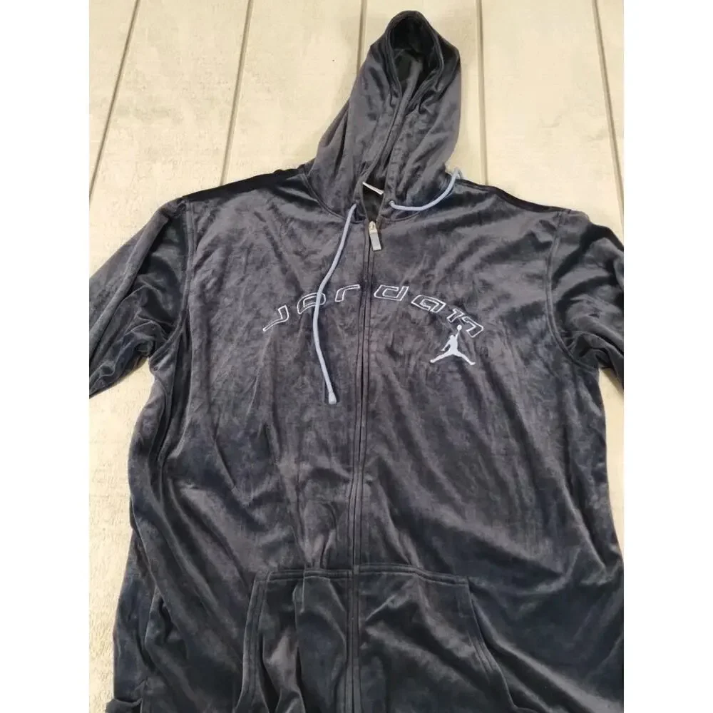Nike Air Jordan VTG XXL Full Zipper Hoodie Blue Soft w/Front Pockets